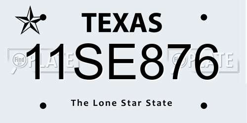 11SE876 Texas License Plate