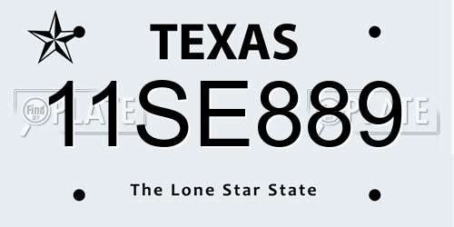 11SE889 Texas License Plate