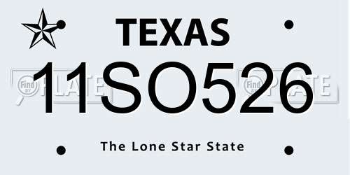 11SO526 Texas License Plate