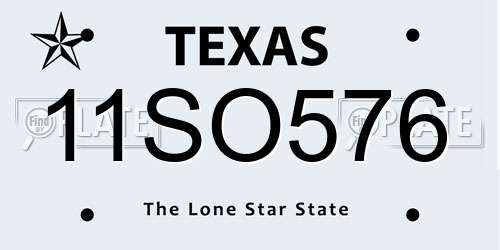 11SO576 Texas License Plate