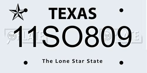 11SO809 Texas License Plate