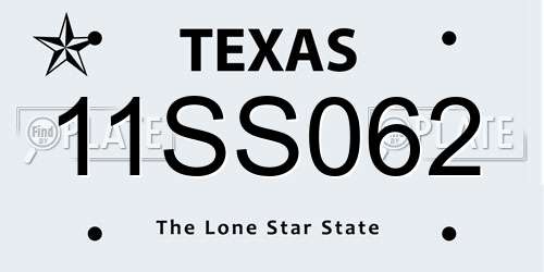 11SS062 Texas License Plate