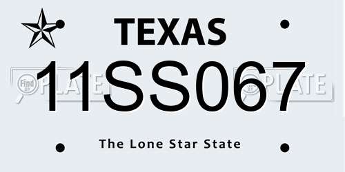 11SS067 Texas License Plate