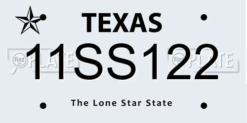 11SS122 Texas License Plate