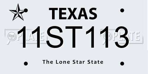 11ST113 Texas License Plate