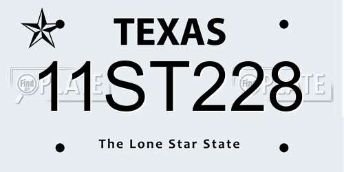 11ST228 Texas License Plate