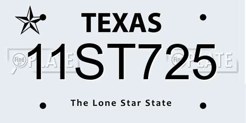 11ST725 Texas License Plate