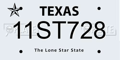 11ST728 Texas License Plate