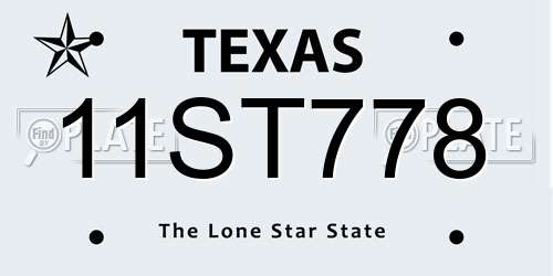11ST778 Texas License Plate