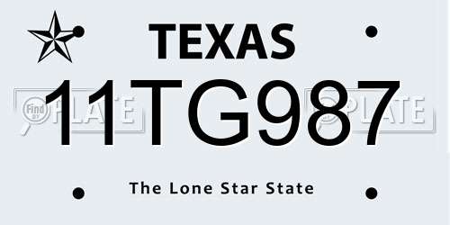 11TG987 Texas License Plate