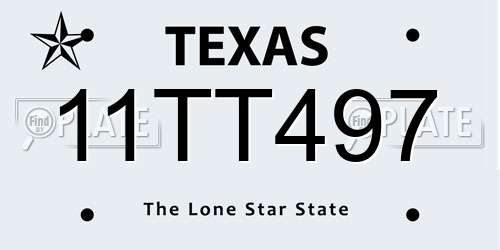 11TT497 Texas License Plate