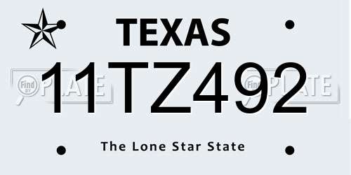 11TZ492 Texas License Plate