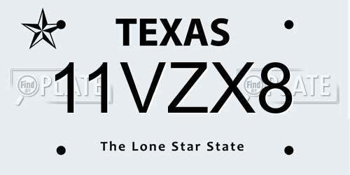 11VZX8 Texas License Plate