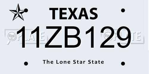 11ZB129 Texas License Plate