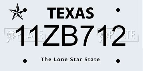 11ZB712 Texas License Plate