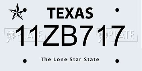 11ZB717 Texas License Plate