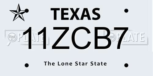 11ZCB7 Texas License Plate