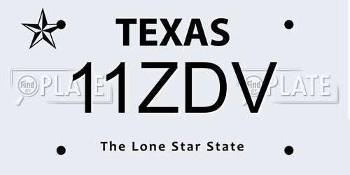 11ZDV Texas License Plate