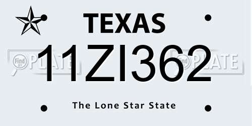 11ZI362 Texas License Plate