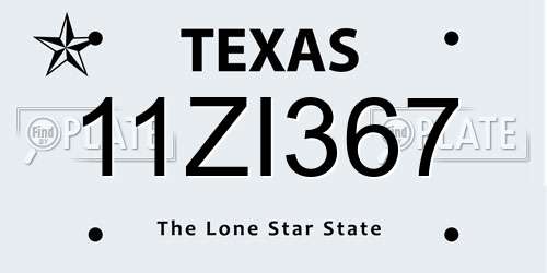 11ZI367 Texas License Plate