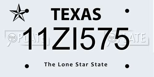 11ZI575 Texas License Plate