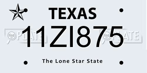 11ZI875 Texas License Plate