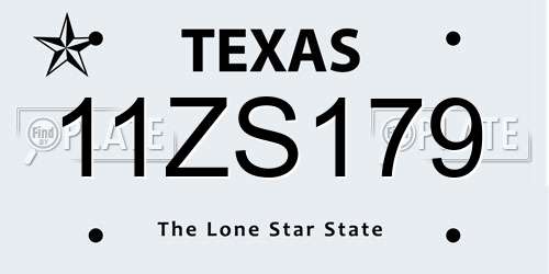 11ZS179 Texas License Plate