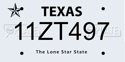 11ZT497 Texas License Plate