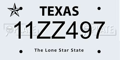 11ZZ497 Texas License Plate