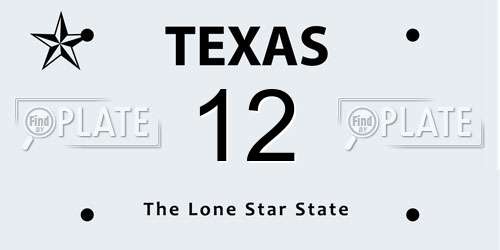 12 Texas License Plate