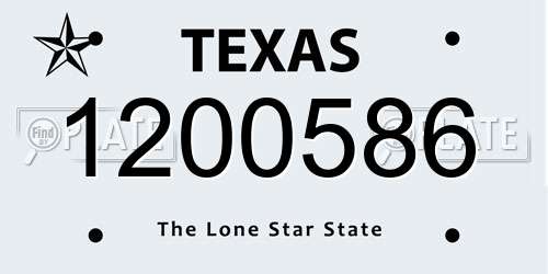 1200586 Texas License Plate