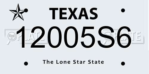 12005S6 Texas License Plate