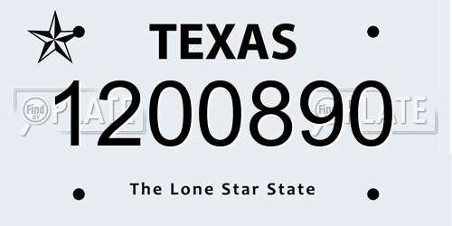 1200890 Texas License Plate
