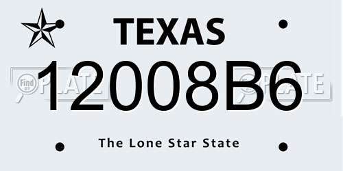 12008B6 Texas License Plate