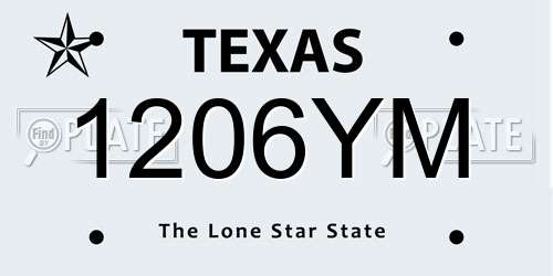 1206YM Texas License Plate
