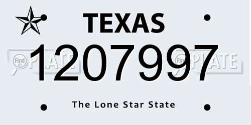 1207997 Texas License Plate