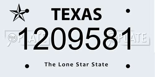 1209581 Texas License Plate