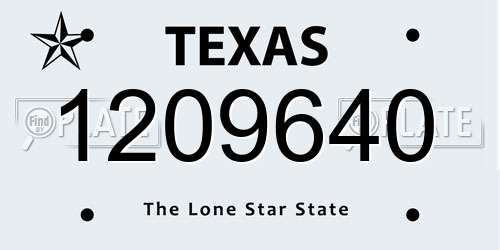 1209640 Texas License Plate