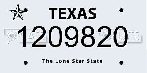1209820 Texas License Plate