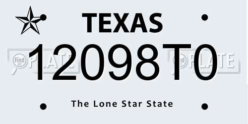 12098T0 Texas License Plate