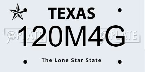120M4G Texas License Plate