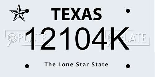 12104K Texas License Plate
