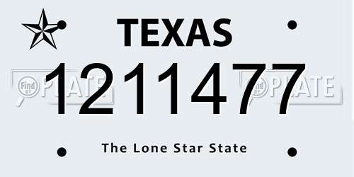 1211477 Texas License Plate