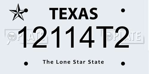 12114T2 Texas License Plate