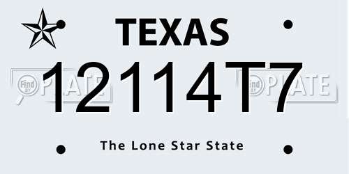 12114T7 Texas License Plate