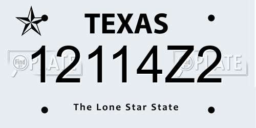 12114Z2 Texas License Plate