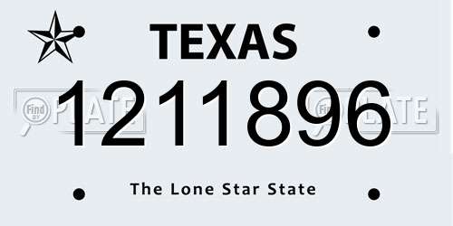 1211896 Texas License Plate