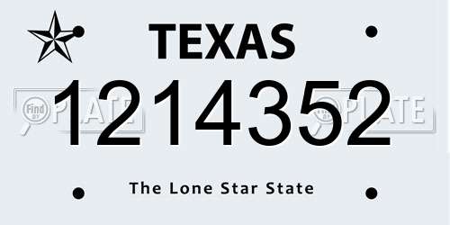 1214352 Texas License Plate