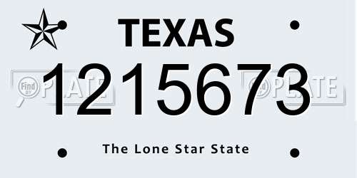 1215673 Texas License Plate