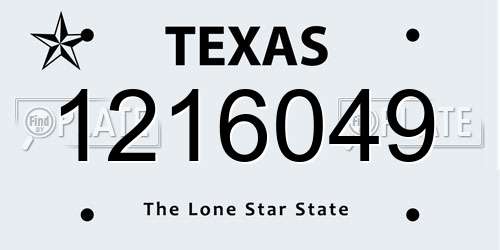 1216049 Texas License Plate